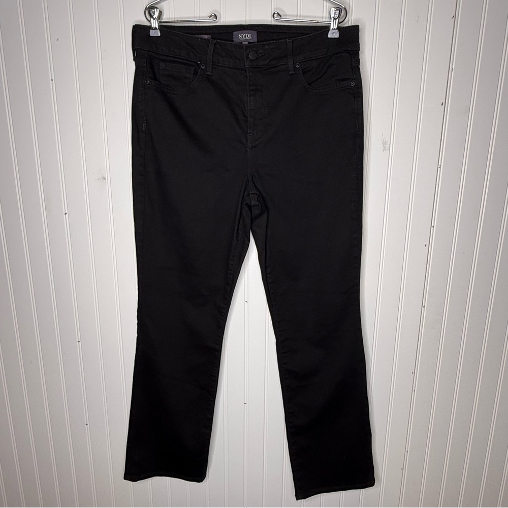 NYDJ Lift Tuck Technology Marilyn High Rise Straight Leg Jeans in Black 14 Short